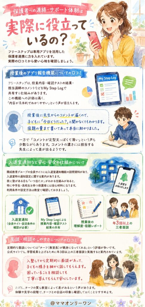 個別指導学院フリーステップ 保護者への連絡・サポート体制は実際に役立っているの？