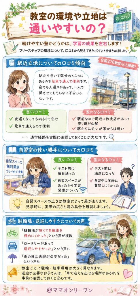 個別指導学院フリーステップ 教室の環境や立地は通いやすいの？