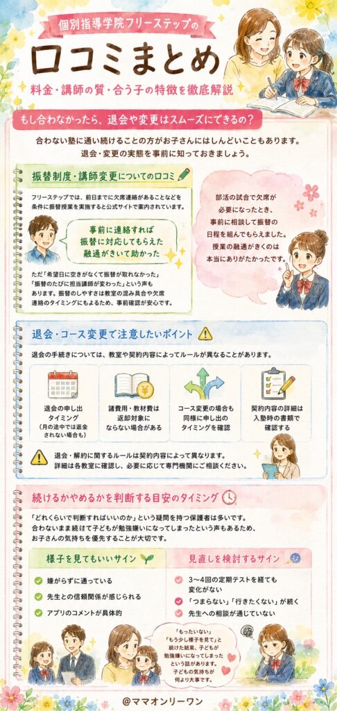 個別指導学院フリーステップ もし合わなかったら、退会や変更はスムーズにできるの？