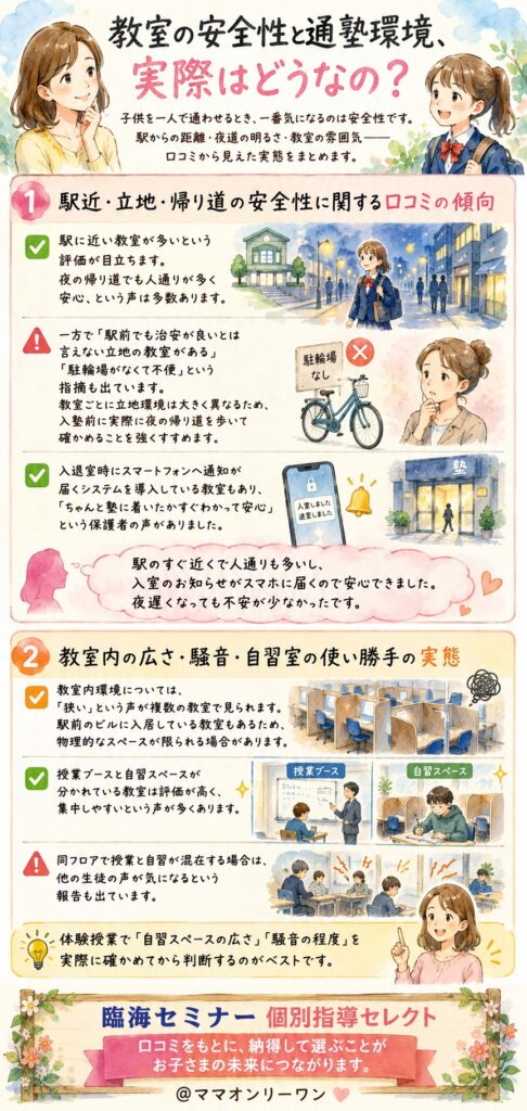 臨海セミナー個別指導セレクト 教室の安全性と通塾環境、実際はどうなの？