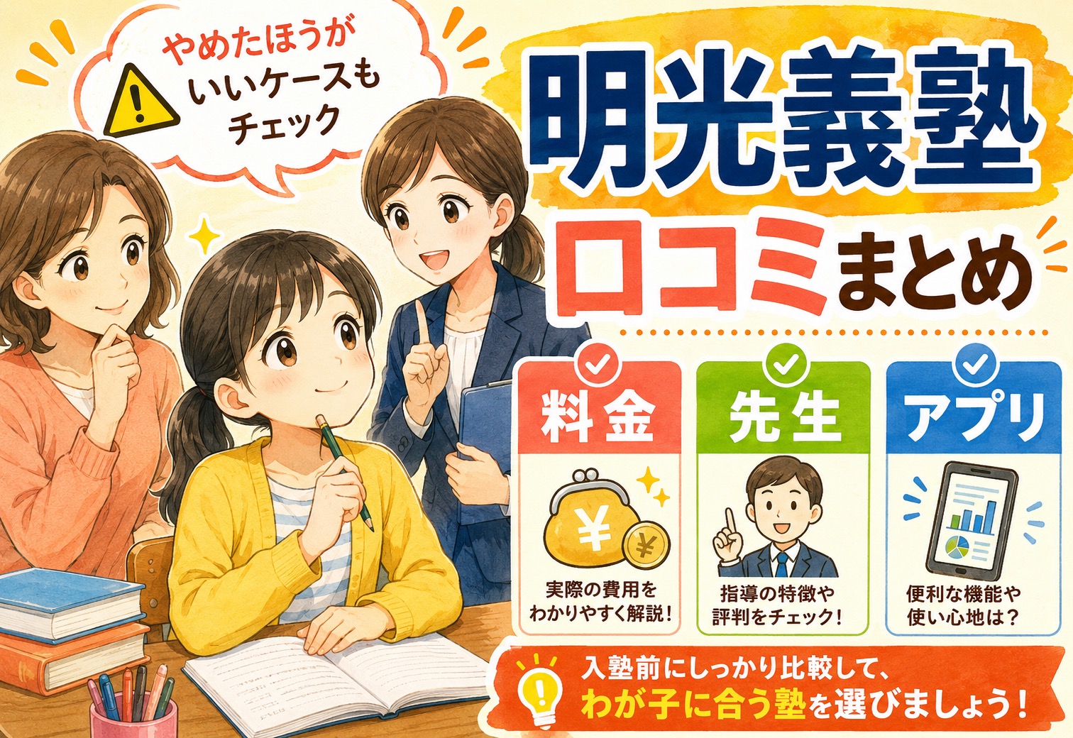 明光義塾の口コミまとめ｜やめたほうがいいケースと料金・先生・アプリの実態を徹底解説