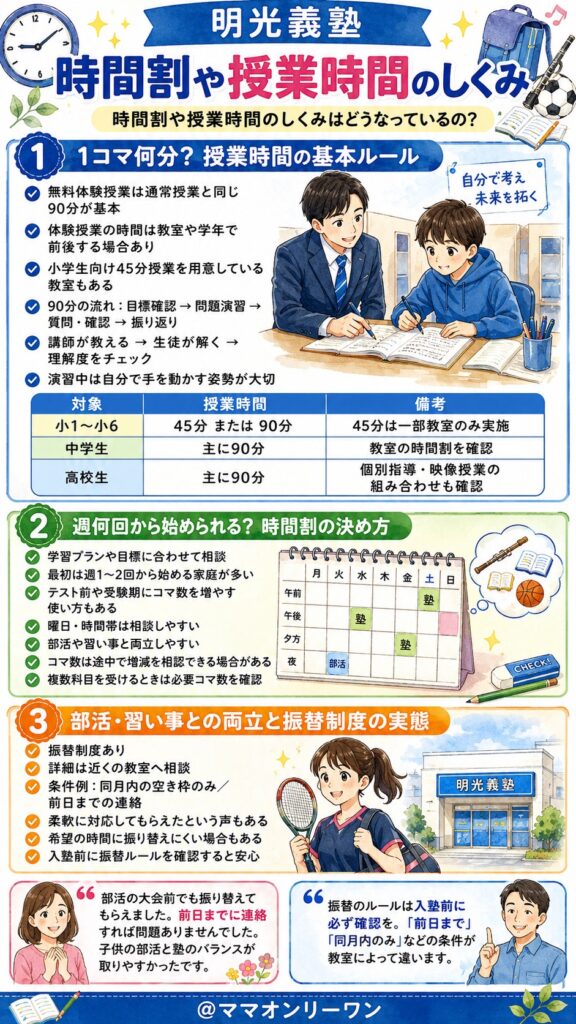 明光義塾 時間割や授業時間のしくみはどうなっているの？