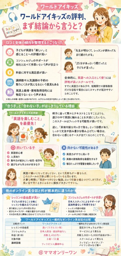 ワールドアイキッズの評判、まず結論から言うと？