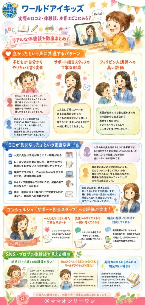 ワールドアイキッズ 実際の口コミ・体験談、本音はどこにある？