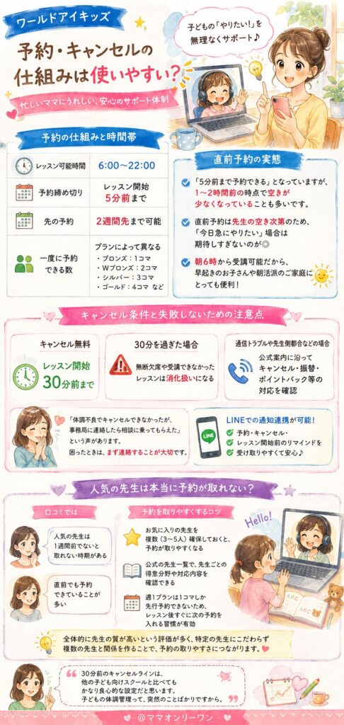 ワールドアイキッズ 予約・キャンセルの仕組みは使いやすい？