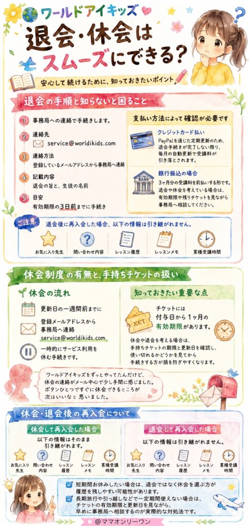 ワールドアイキッズ 退会・休会はスムーズにできる？