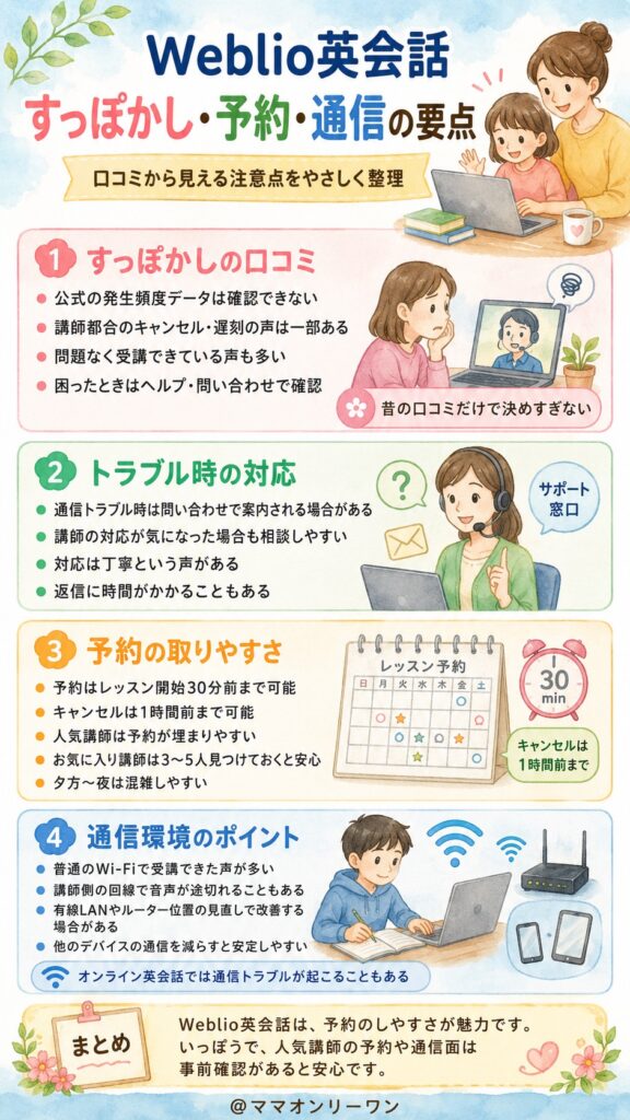 Weblio英会話 すっぽかしやトラブル、予約の取りやすさは大丈夫？