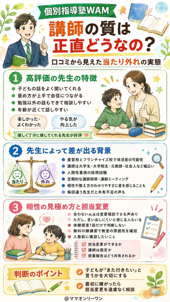 個別指導塾WAM 講師の質は正直どうなの？口コミから見えた当たり外れの実態