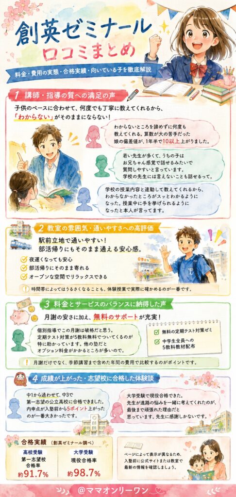 創英ゼミナール 実際に通った人の「よかった」体験談、傾向はこれだった