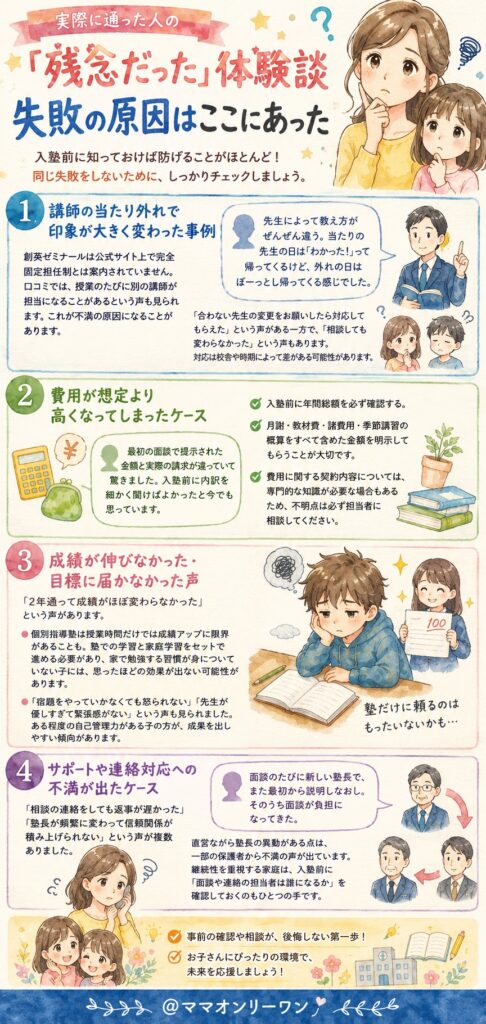 創英ゼミナール 実際に通った人の「残念だった」体験談、失敗の原因はここにあった