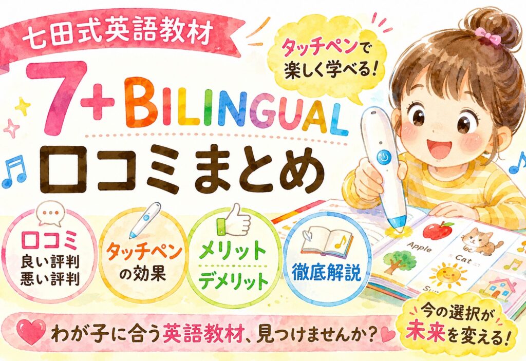 七田式英語教材7+BILINGUAL口コミまとめ｜タッチペンの効果・悪い評判・メリットデメリットを解説