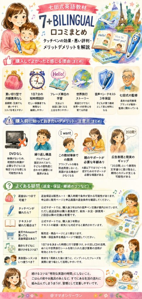 七田式英語教材7+BILINGUAL メリット・デメリットを正直に整理するとどうなの?