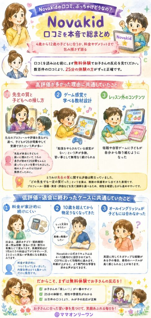 Novakidの口コミ、ぶっちゃけどうなの？まず結論から教えて