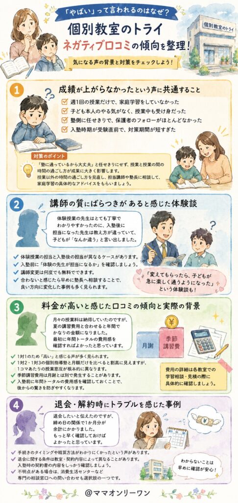 個別教室のトライ 「やばい」って言われるのはなぜ？ネガティブな口コミの傾向を整理する