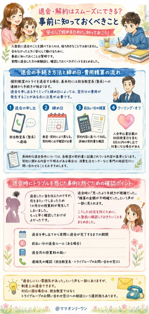 個別教室のトライ 退会・解約はスムーズにできる？事前に知っておくべきこと