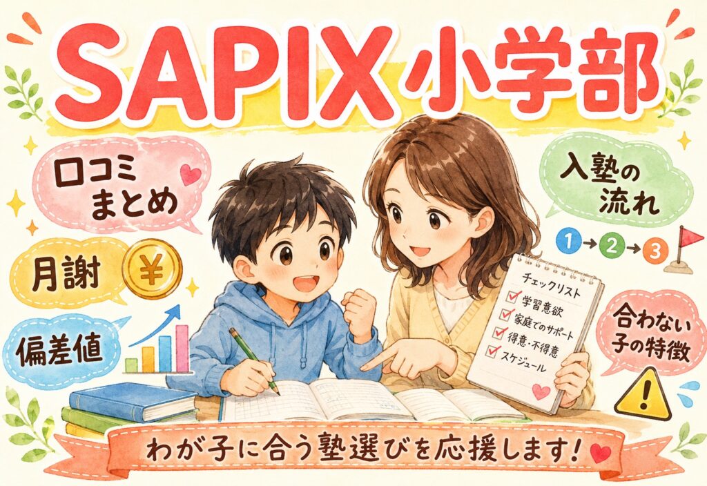 SAPIX小学部の口コミまとめ｜月謝・偏差値・入塾の流れと合わない子の特徴まで本音で紹介
