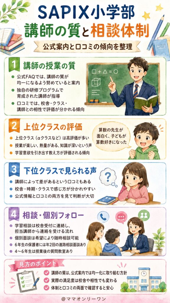 SAPIX小学部 講師の授業の質は本当に高いの?
