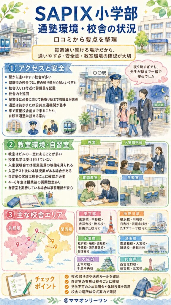 SAPIX小学部 通塾環境・校舎の状況はどうなっているの?