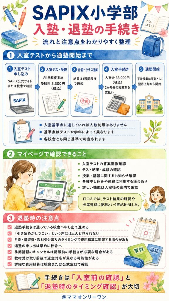 SAPIX小学部 入塾・退塾の手続きはどうなっているの?