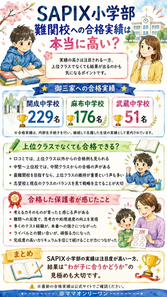 SAPIX小学部 難関校への合格実績は本当に高いの?