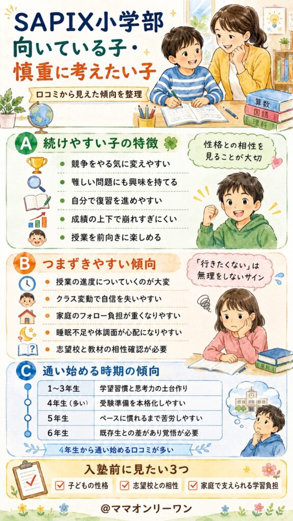 SAPIX小学部 どんな子が向いていて、どんな子は向いていないの?
