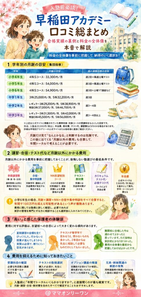 早稲田アカデミー 料金は正直、どのくらいかかるの？