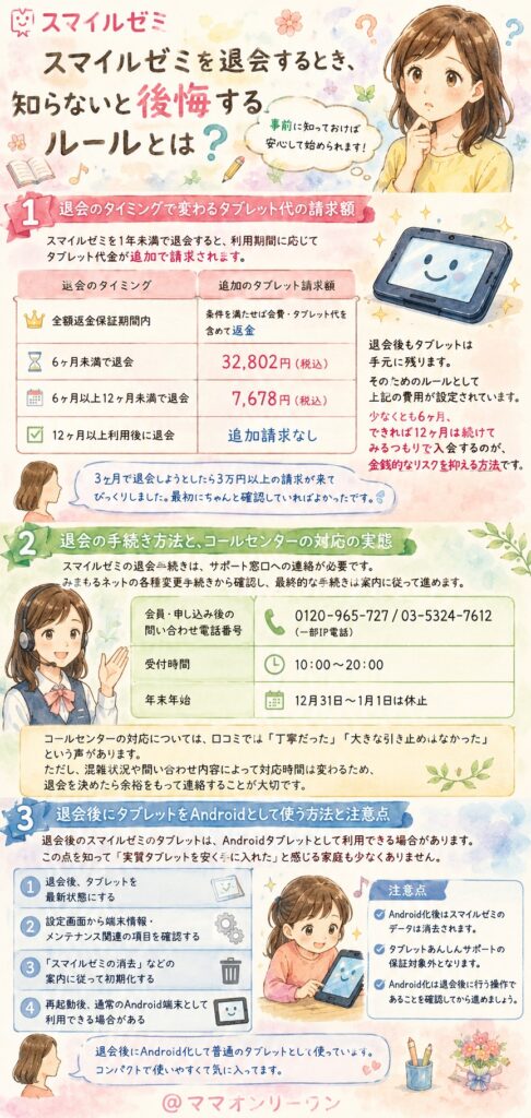 スマイルゼミを退会するとき、知らないと後悔するルールとは？