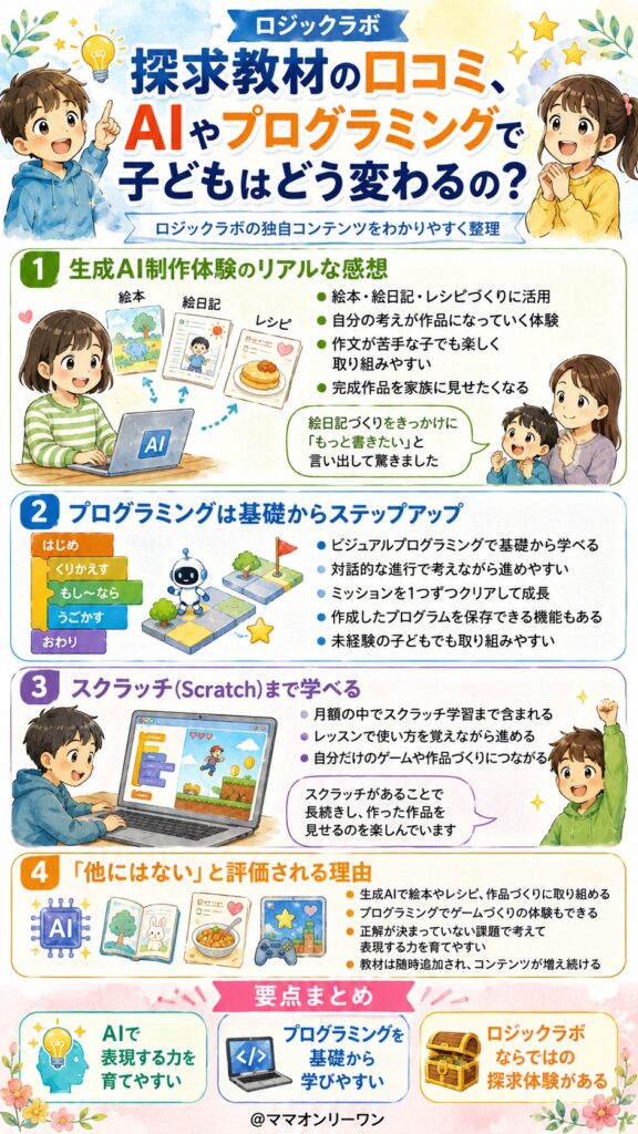 ロジックラボ 探求教材の口コミ、AIやプログラミングで子どもはどう変わるの?