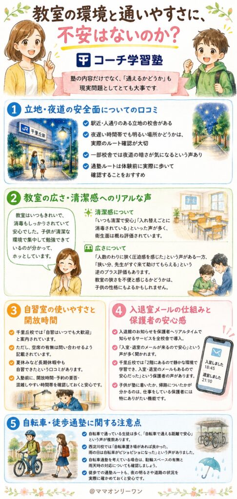 コーチ学習塾 教室の環境と通いやすさに、不安はないのか?