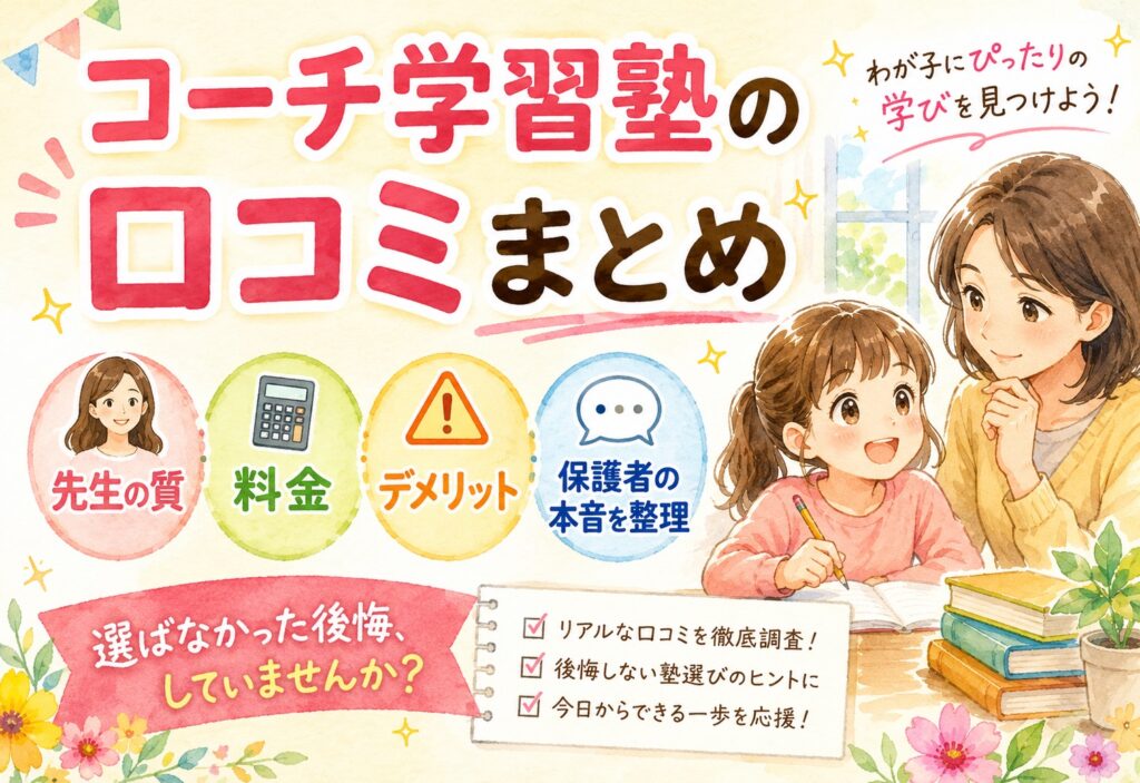 コーチ学習塾の口コミまとめ｜先生の質・料金・デメリットまで保護者の本音を整理
