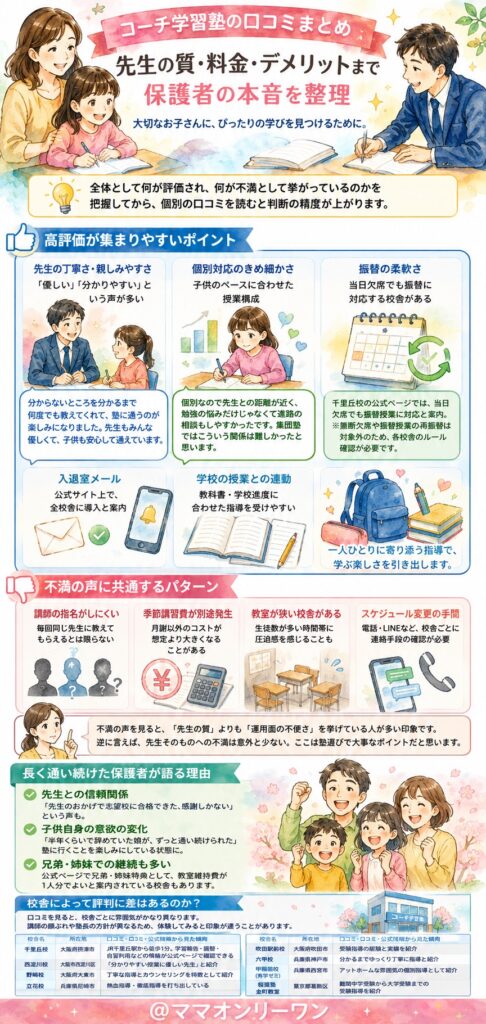 コーチ学習塾の口コミ全体の傾向は、実際どうなのか?