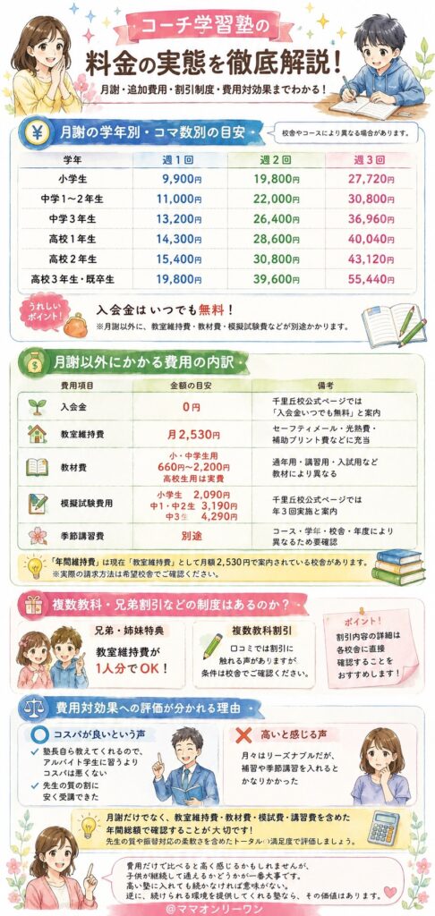 コーチ学習塾 料金は、他の個別指導塾と比べて高いのか?