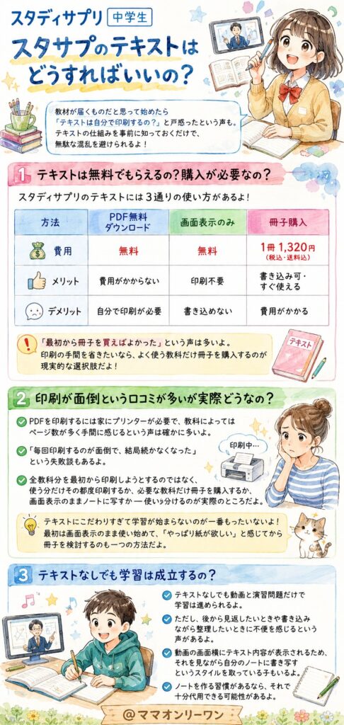 スタディサプリ中学生のテキストはどうすればいいの?