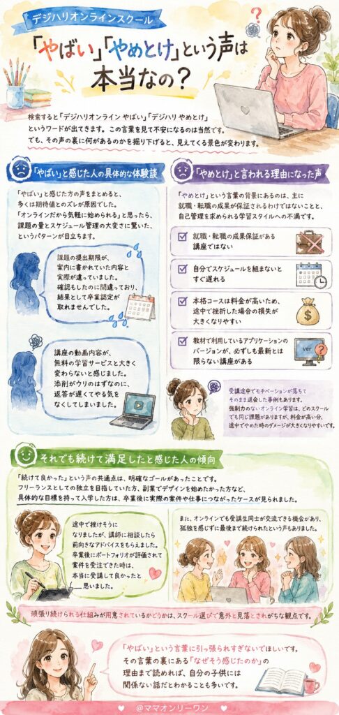 デジハリオンラインスクール 「やばい」「やめとけ」という声は本当なの?