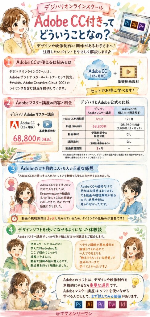 デジハリオンラインスクール Adobeのソフトがセットになっているってどういうことなの?