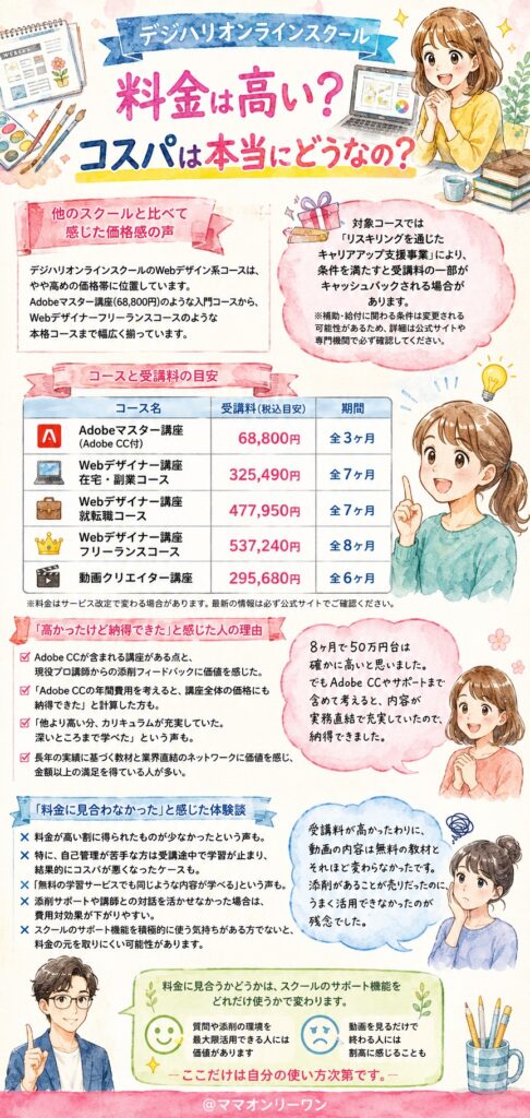 デジハリオンラインスクール 料金は高い?コスパは本当にどうなの?