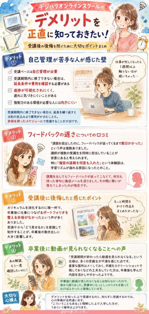 デジハリオンラインスクール デメリットを正直に知りたい、失敗したくない