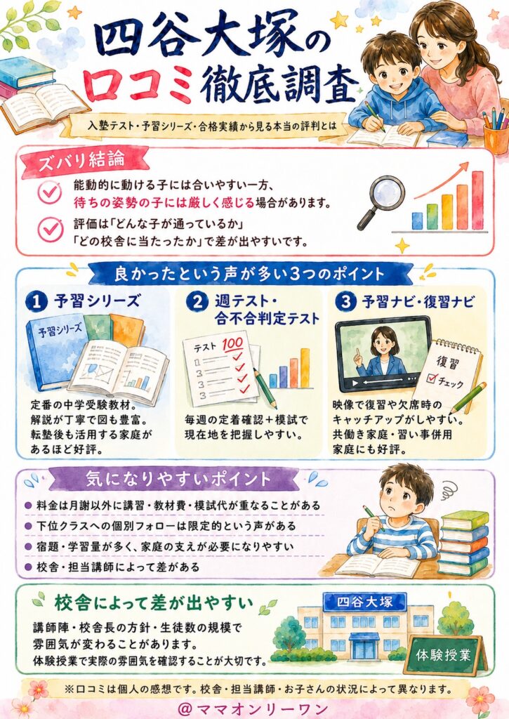四谷大塚の口コミ、ズバリ結論から言うと?