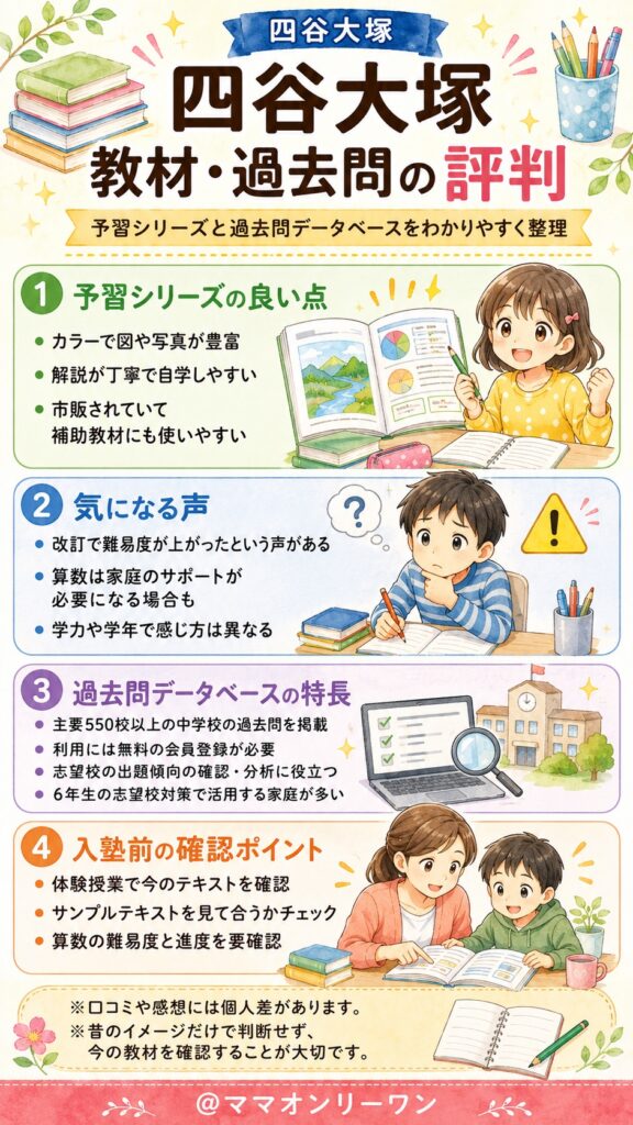 四谷大塚 教材「予習シリーズ」と過去問の評価は?