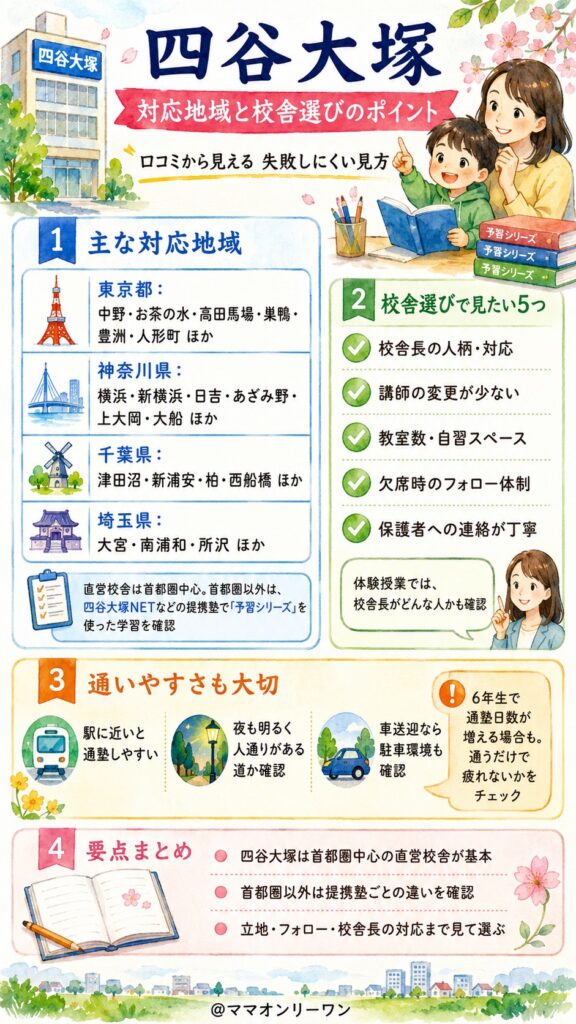 四谷大塚 対応地域と校舎の選び方で失敗しないためには?