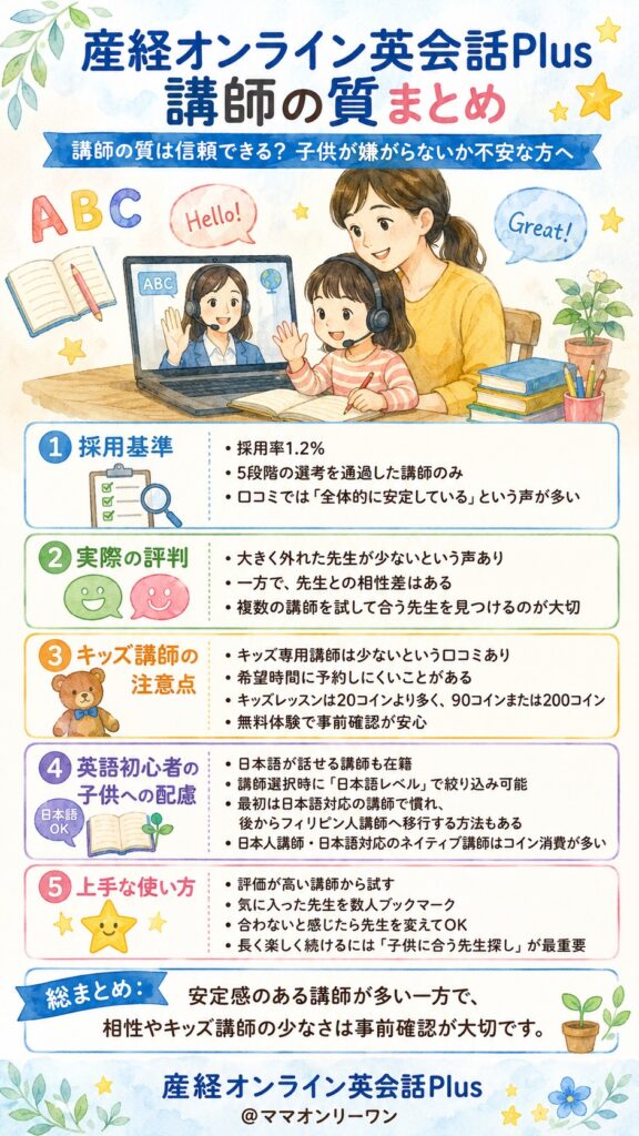 産経オンライン英会話Plus 講師の質は信頼できる？子供が嫌がらないか不安な方へ