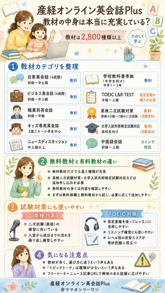 産経オンライン英会話Plus 教材の中身は、本当に充実している？
