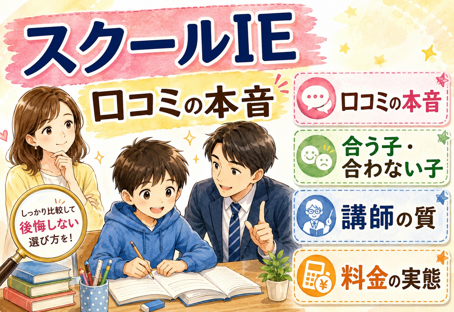 スクールIE口コミの本音まとめ｜合う子・合わない子の特徴と講師の質、料金の実態を徹底解説