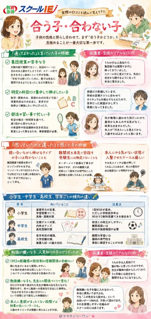 スクールIE 実際の口コミを読んで見えてきた「合う子・合わない子」