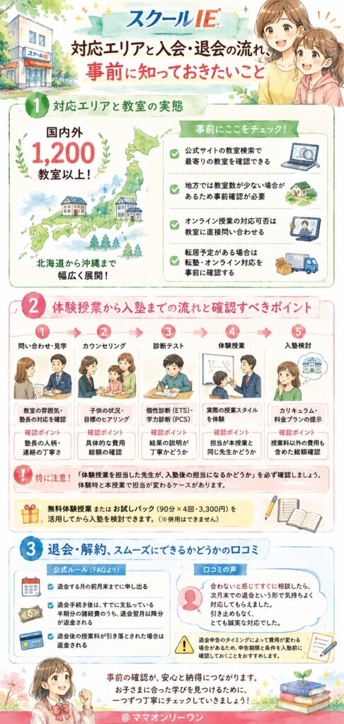 スクールIE 対応エリアと入会・退会の流れ、事前に知っておきたいこと