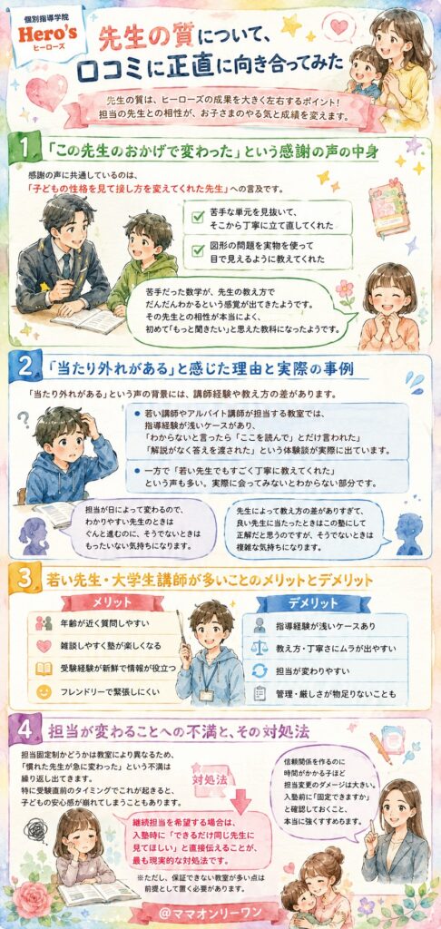 個別指導学院Hero'sヒーローズ 先生の質について、口コミに正直に向き合ってみた