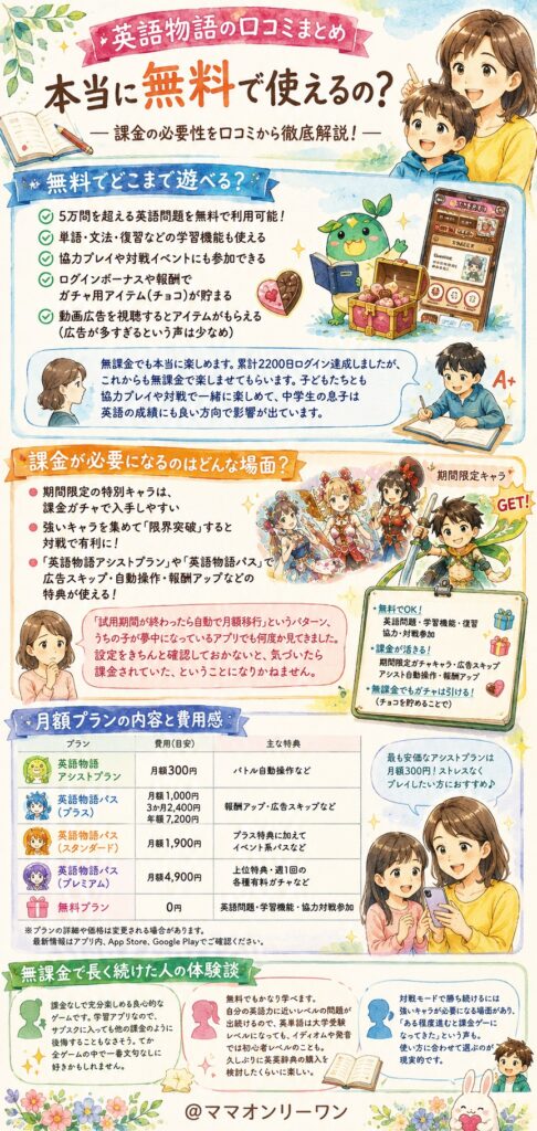 英語物語は本当に無料で使えるの?
