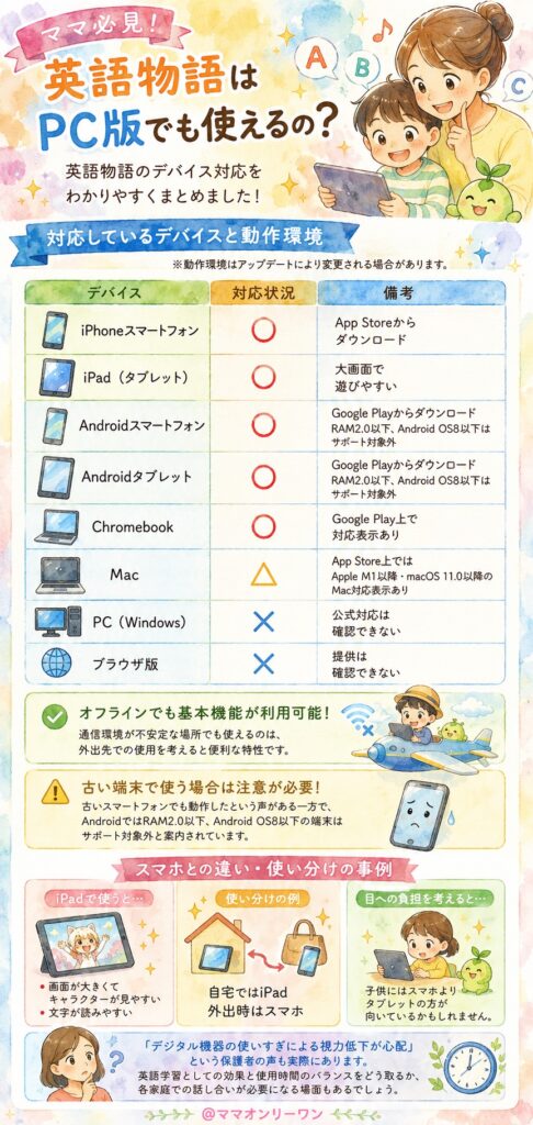 英語物語はPC版でも使えるの?