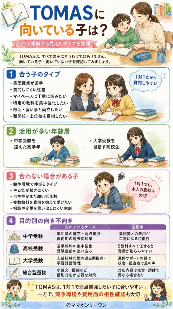 進学個別指導のTOMAS どんな子供がTOMASに向いているの?