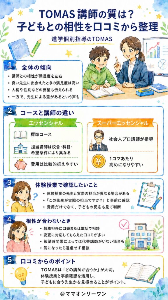 進学個別指導のTOMAS 講師の質は大丈夫?子供との相性は?